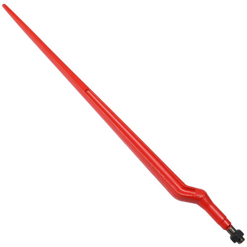 36x880弯耙齿 红色Z型 锻造 带螺母不带套筒 又名干草矛 耙尺 矛齿 干草捆矛 Hay spear 适用于拖拉机装载机等